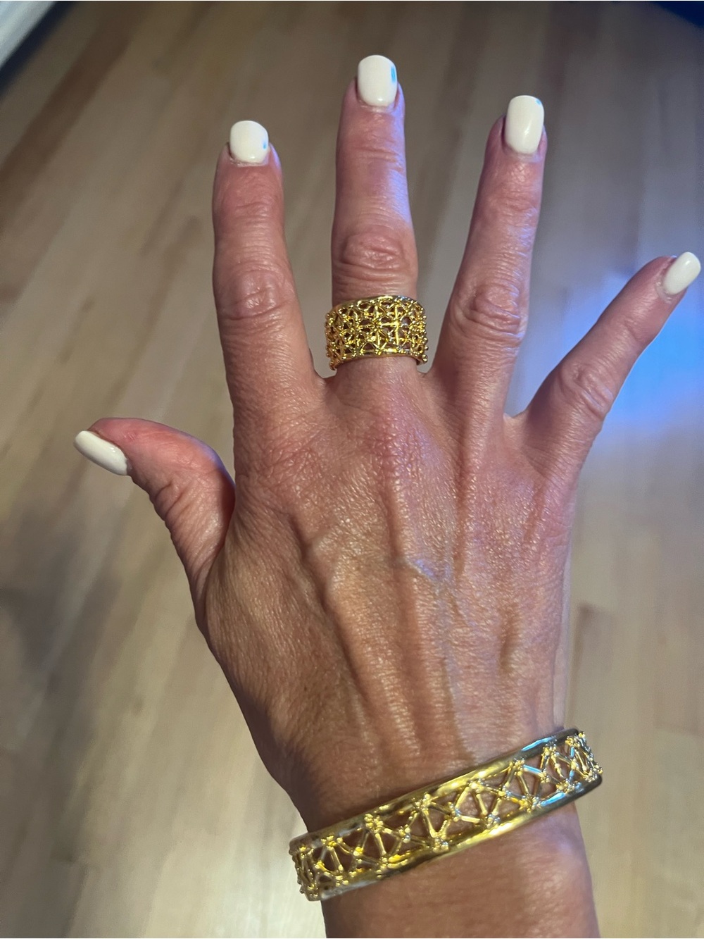 New 18ky Ladies ring, bracelet and earrings purchased in Rome.